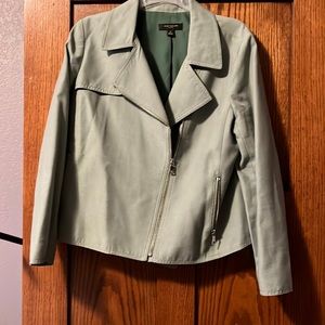 Ann Taylor 12 Petite sage green moto jacket
